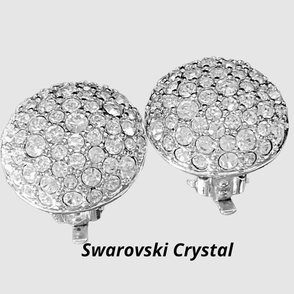 Vintage Pave SWAROVSKI Crystals & silverTone Domed - Picture 1 of 6